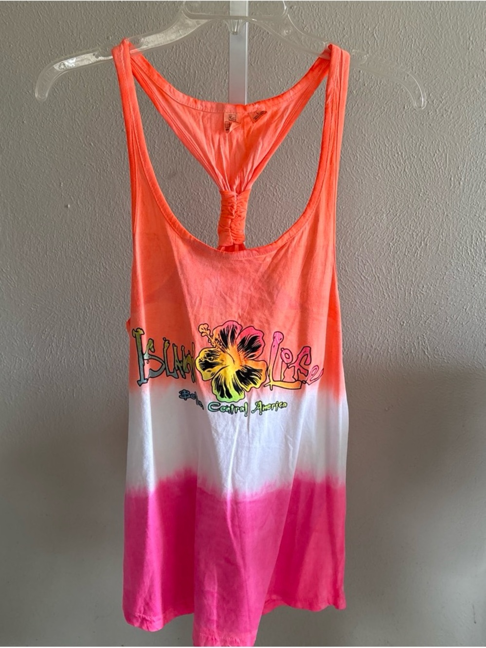 Neon Coral & Pink Tie-Dye Women’s Tank Top Large
